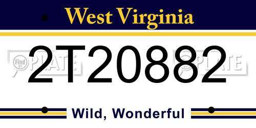 2T20882 West Virginia License Plate