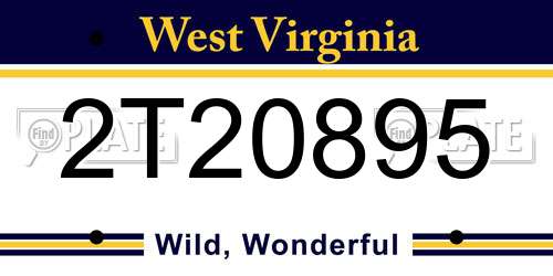 2T20895 West Virginia License Plate