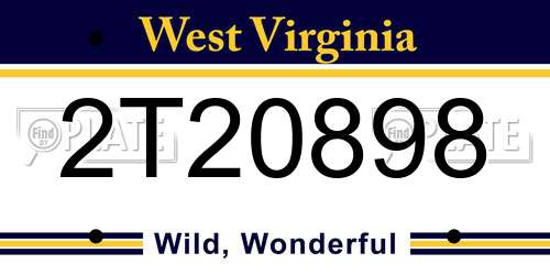 2T20898 West Virginia License Plate