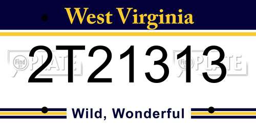 2T21313 West Virginia License Plate