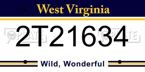 2T21634 West Virginia License Plate
