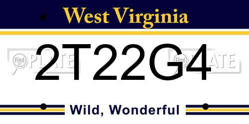 2T22G4 West Virginia License Plate