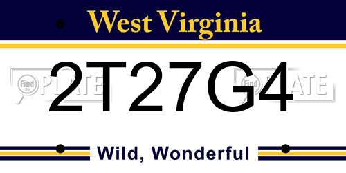 2T27G4 West Virginia License Plate
