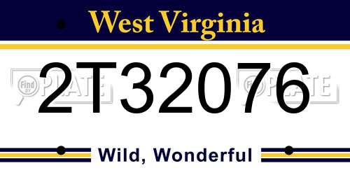 2T32076 West Virginia License Plate