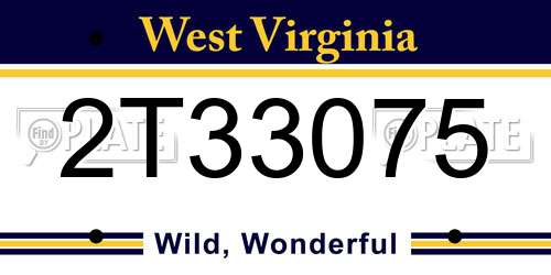 2T33075 West Virginia License Plate