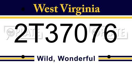 2T37076 West Virginia License Plate