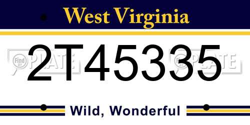 2T45335 West Virginia License Plate