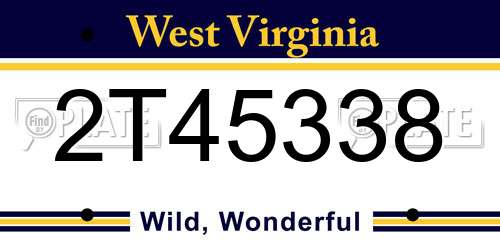 2T45338 West Virginia License Plate