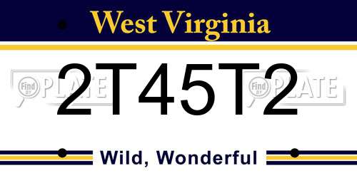 2T45T2 West Virginia License Plate