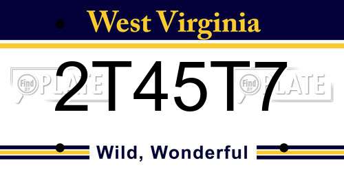 2T45T7 West Virginia License Plate