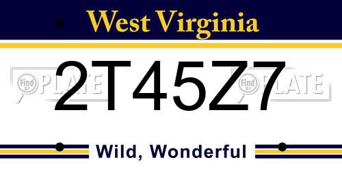 2T45Z7 West Virginia License Plate