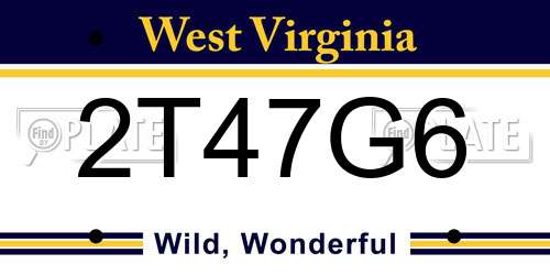 2T47G6 West Virginia License Plate
