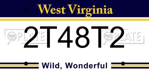 2T48T2 West Virginia License Plate