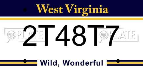 2T48T7 West Virginia License Plate