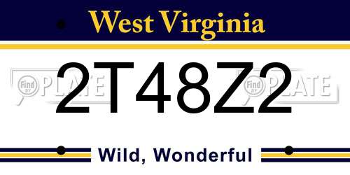 2T48Z2 West Virginia License Plate