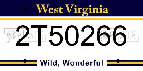 2T50266 West Virginia License Plate
