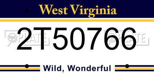 2T50766 West Virginia License Plate