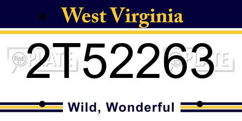 2T52263 West Virginia License Plate