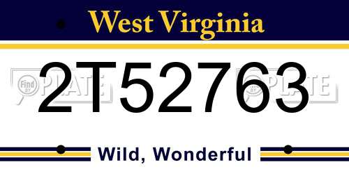 2T52763 West Virginia License Plate