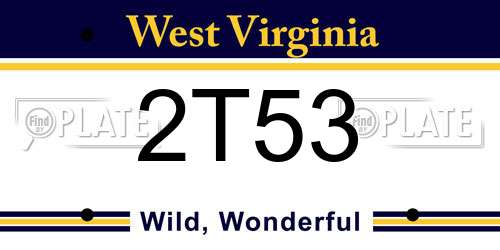 2T53 West Virginia License Plate