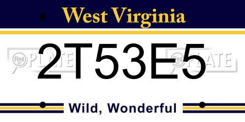 2T53E5 West Virginia License Plate