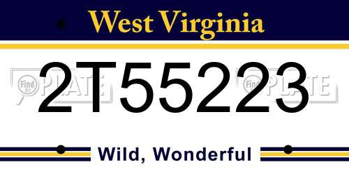 2T55223 West Virginia License Plate