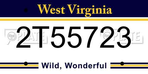 2T55723 West Virginia License Plate