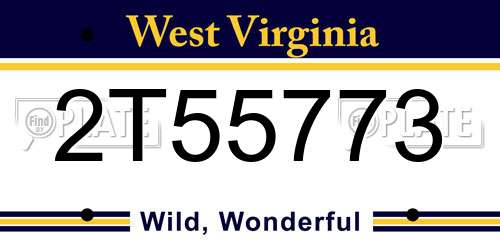 2T55773 West Virginia License Plate