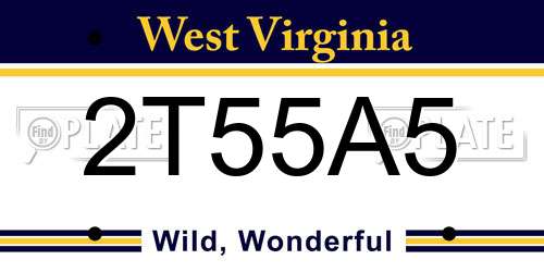 2T55A5 West Virginia License Plate