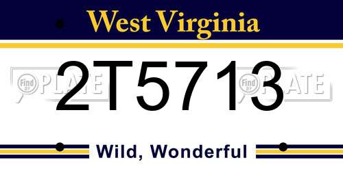 2T5713 West Virginia License Plate