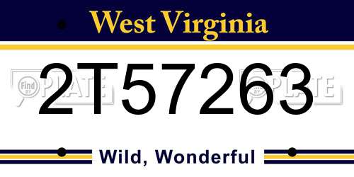 2T57263 West Virginia License Plate