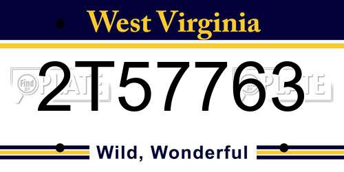 2T57763 West Virginia License Plate