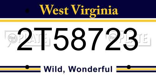 2T58723 West Virginia License Plate