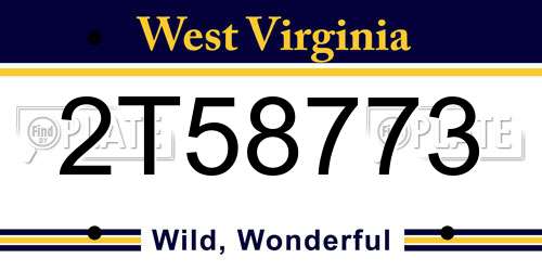 2T58773 West Virginia License Plate