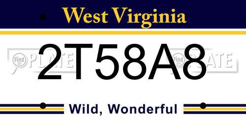 2T58A8 West Virginia License Plate