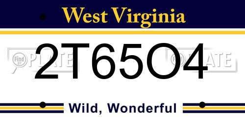 2T65O4 West Virginia License Plate
