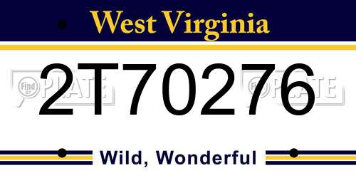 2T70276 West Virginia License Plate