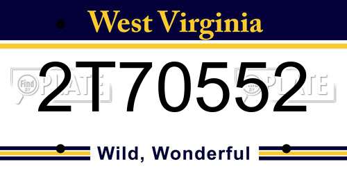 2T70552 West Virginia License Plate