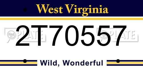 2T70557 West Virginia License Plate