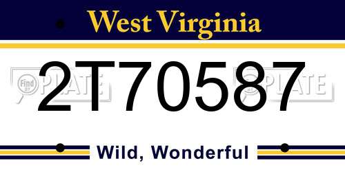 2T70587 West Virginia License Plate