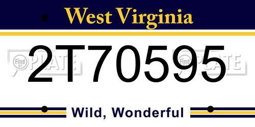 2T70595 West Virginia License Plate