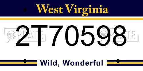 2T70598 West Virginia License Plate
