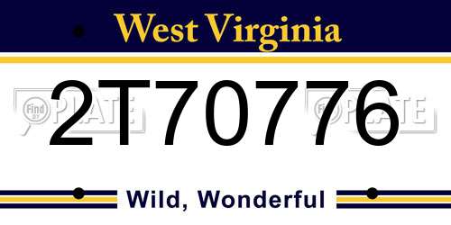 2T70776 West Virginia License Plate