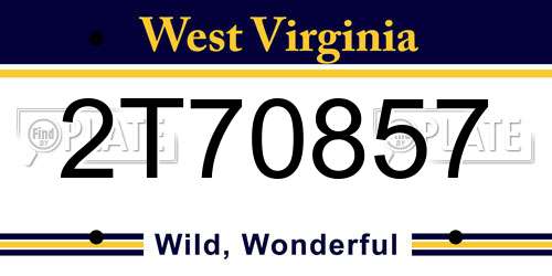 2T70857 West Virginia License Plate
