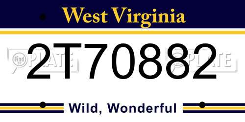 2T70882 West Virginia License Plate