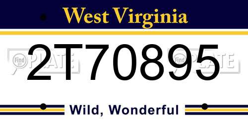 2T70895 West Virginia License Plate