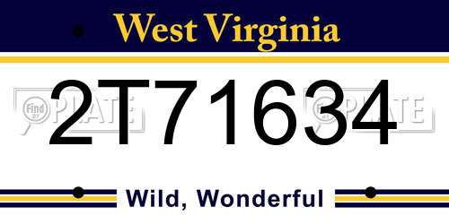 2T71634 West Virginia License Plate