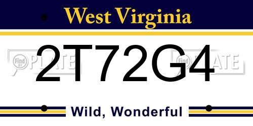 2T72G4 West Virginia License Plate