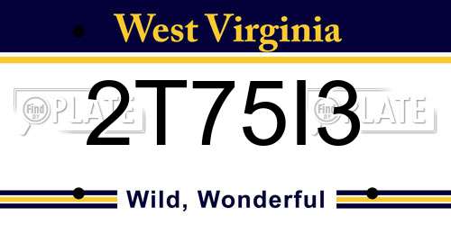 2T75I3 West Virginia License Plate