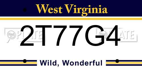 2T77G4 West Virginia License Plate